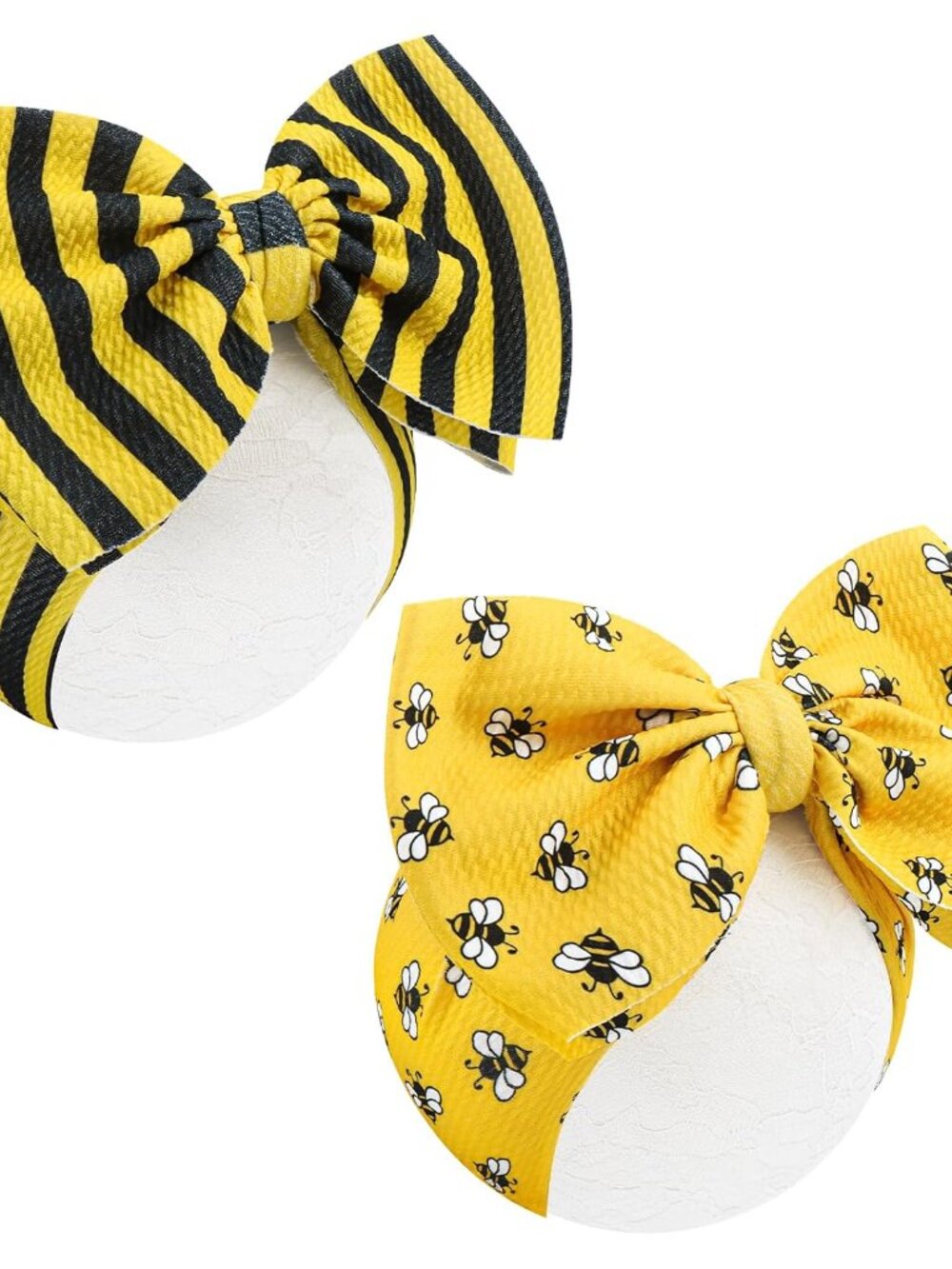 7'' 2Pcs Bee Baby Bows for Girls Yellow Headbands for Infant Toddlers Summer Hai